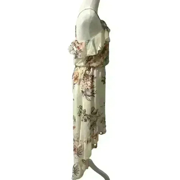 High Low Women’s Floral White Ruffle Dress Maxi - Picture 3 of 6